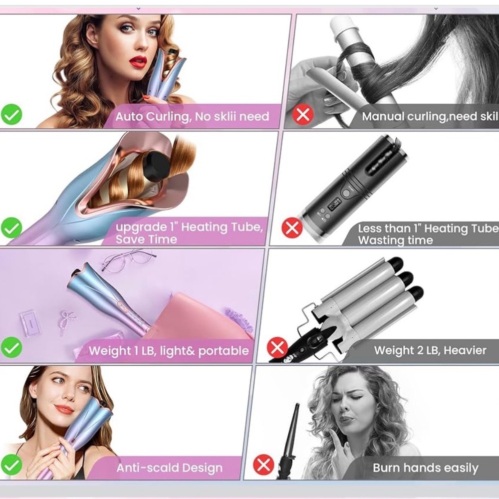 Automatic Hair Curler - Pink and Blue - Picture 4 of 4